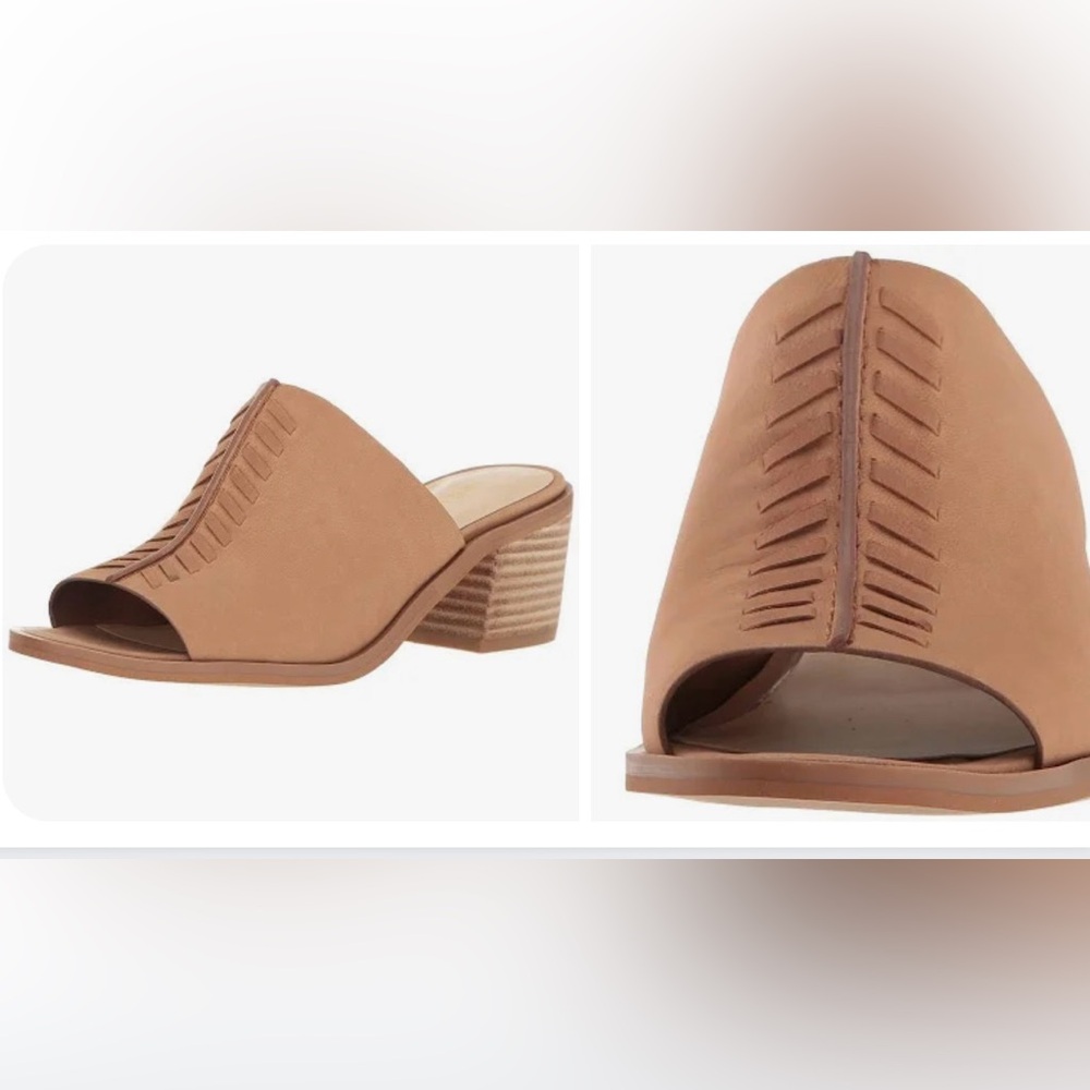 NINE WEST Rahima Leather Stitched Western Slide Mule Shoes 2.5” Heels - Size 10